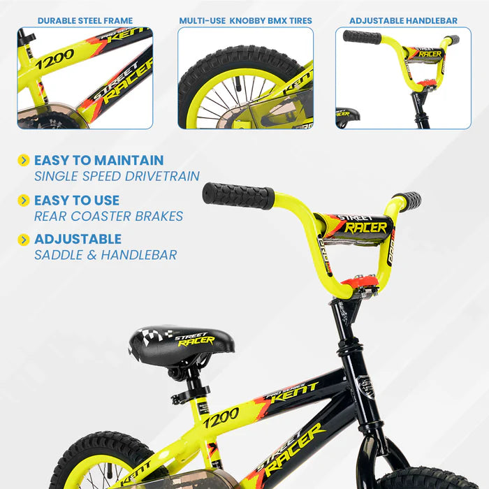 BIKE KENT 12" STREET RACER YELLOW