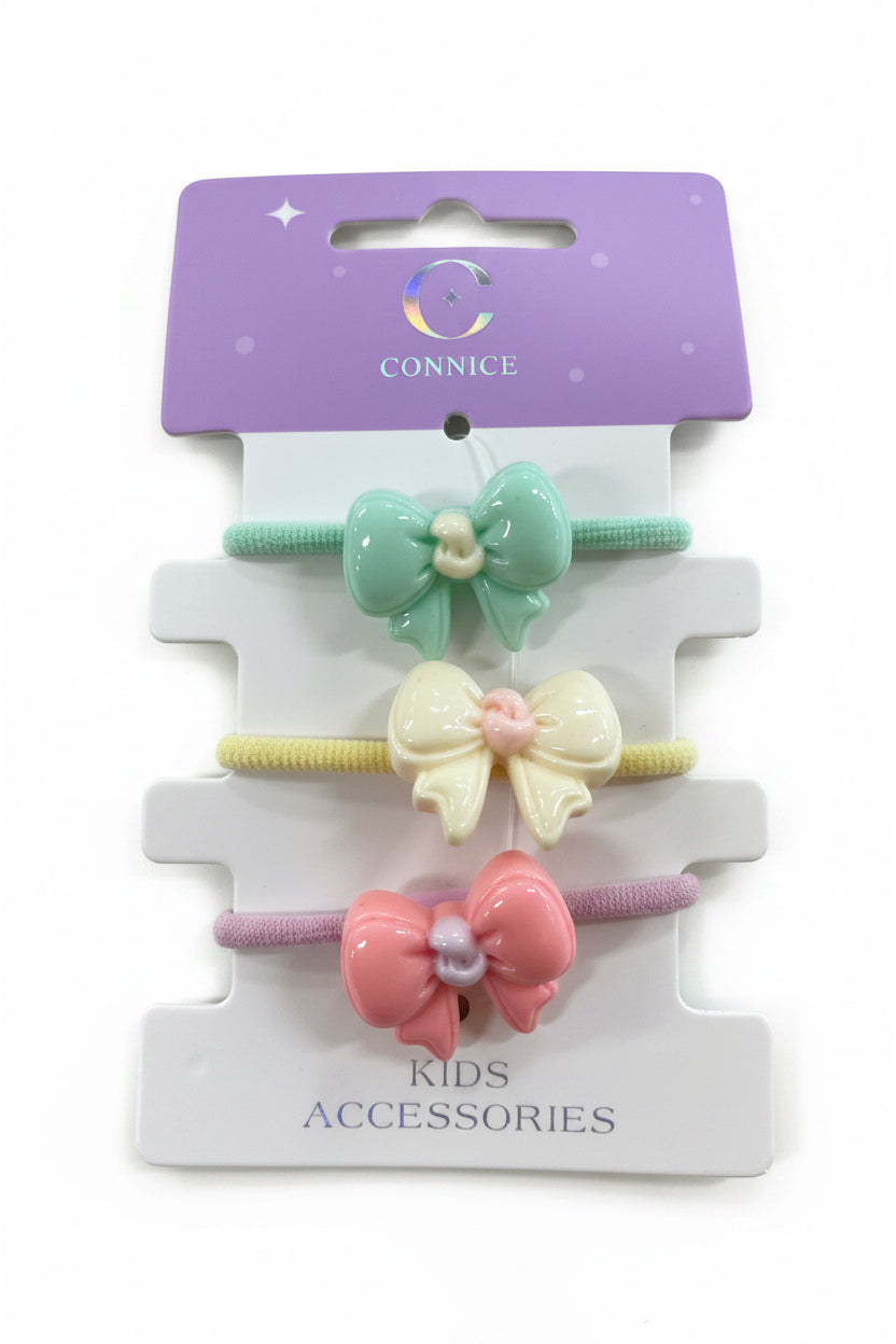 C/NICE HC09021 3PC PASTEL BOW HAIR TIES