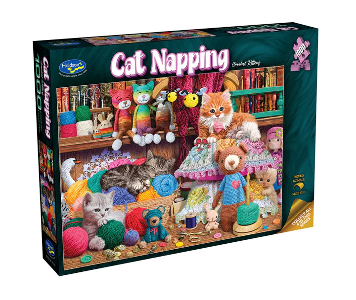 PUZZLE 1000PC CAT NAPPING CROCHET KITTEN