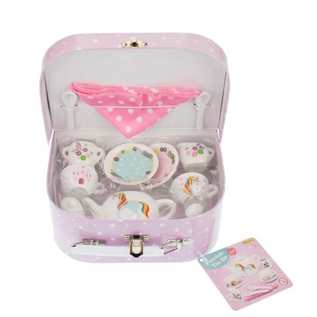 TEA SET PORCELAIN 13PC IN CASE UNICORN