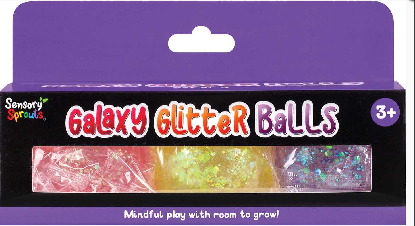 SENSORY GALAXY GLITTER BALLS PNK/PURP/YE