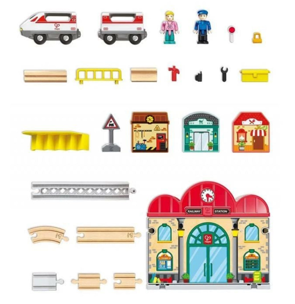 HAPE RAILWAY PORTABLE TRAIN STATION SET