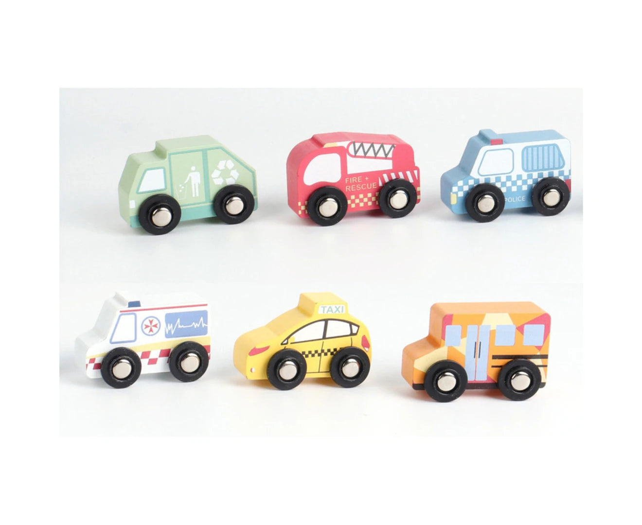 WOODEN VEHICLE SET EMERGENCY & SERVICE