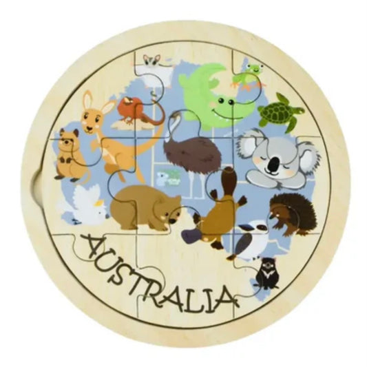 PUZZLE WOODEN 9PC AUSTRALIAN ANIMAL AST