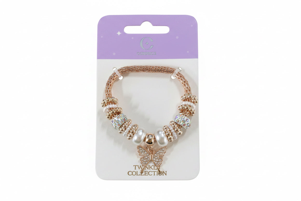 C/NICE BC13493A R/GOLD B/FLY BRACELET