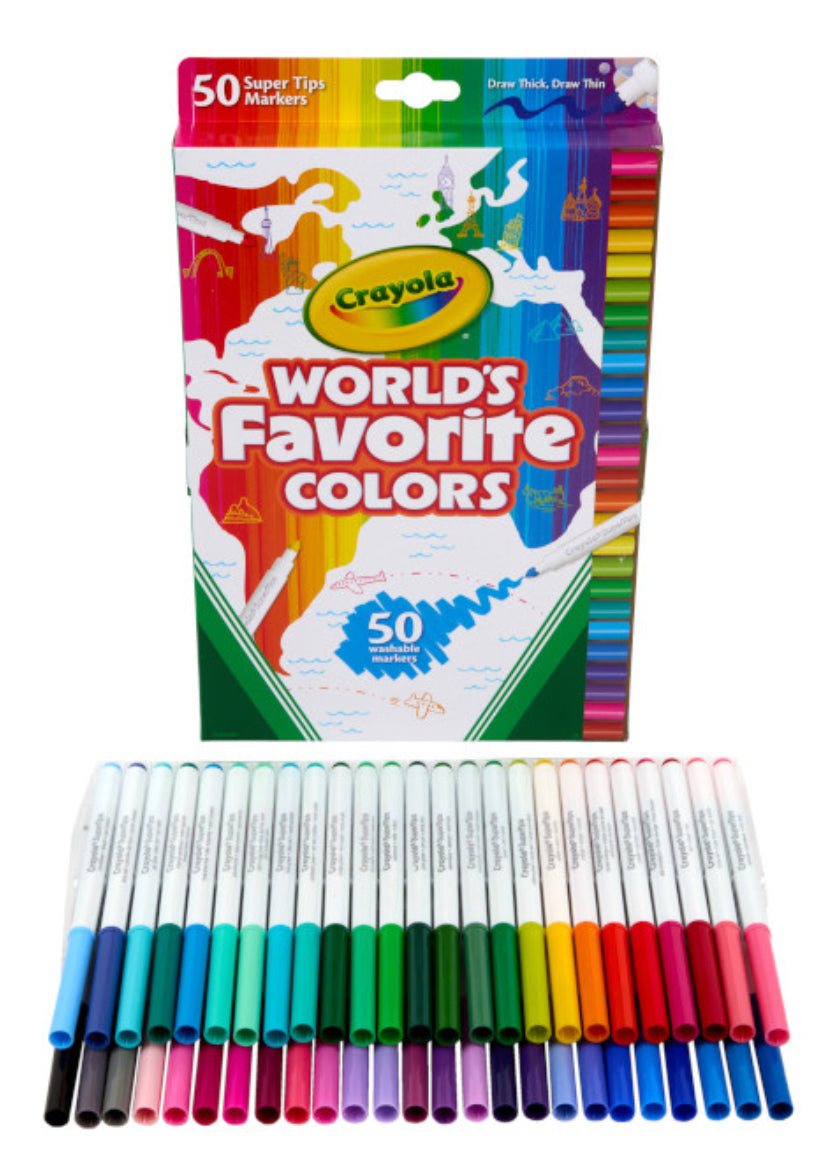 CRAYOLA MARKER SUPER TIPS 50PK WORLD FAV