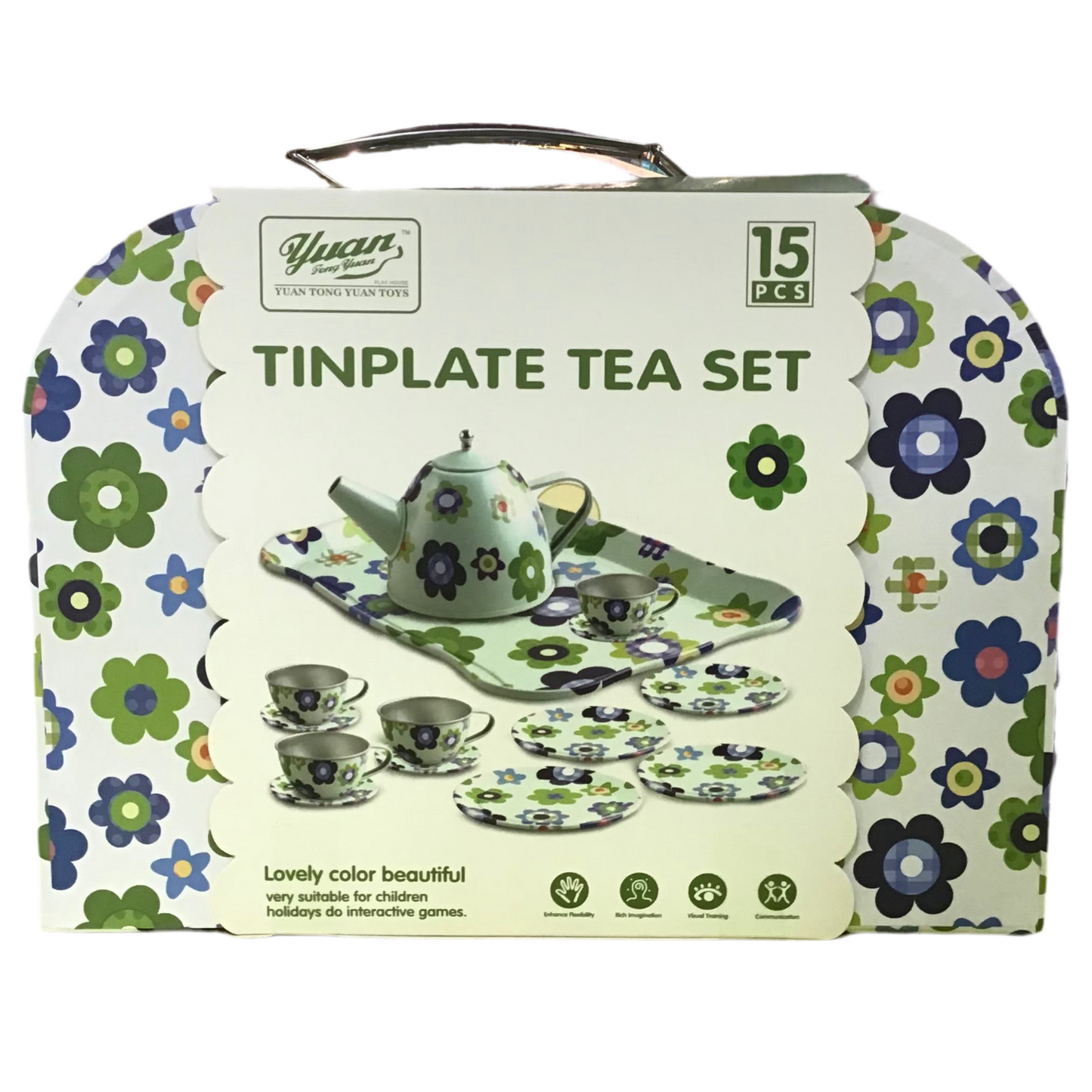 METAL TEA SET 15PC CARRY CASE AST