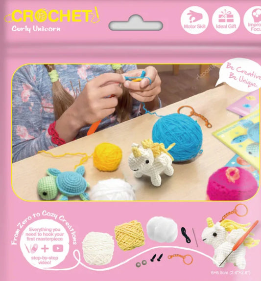 CROCHET KEYCHAIN - CURLY UNICORN