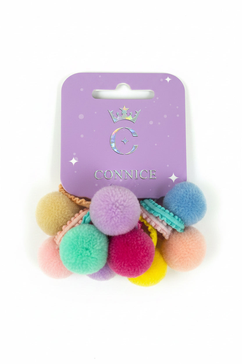 C/NICE HC08789 8PC MINI POMPOM HAIR TIES