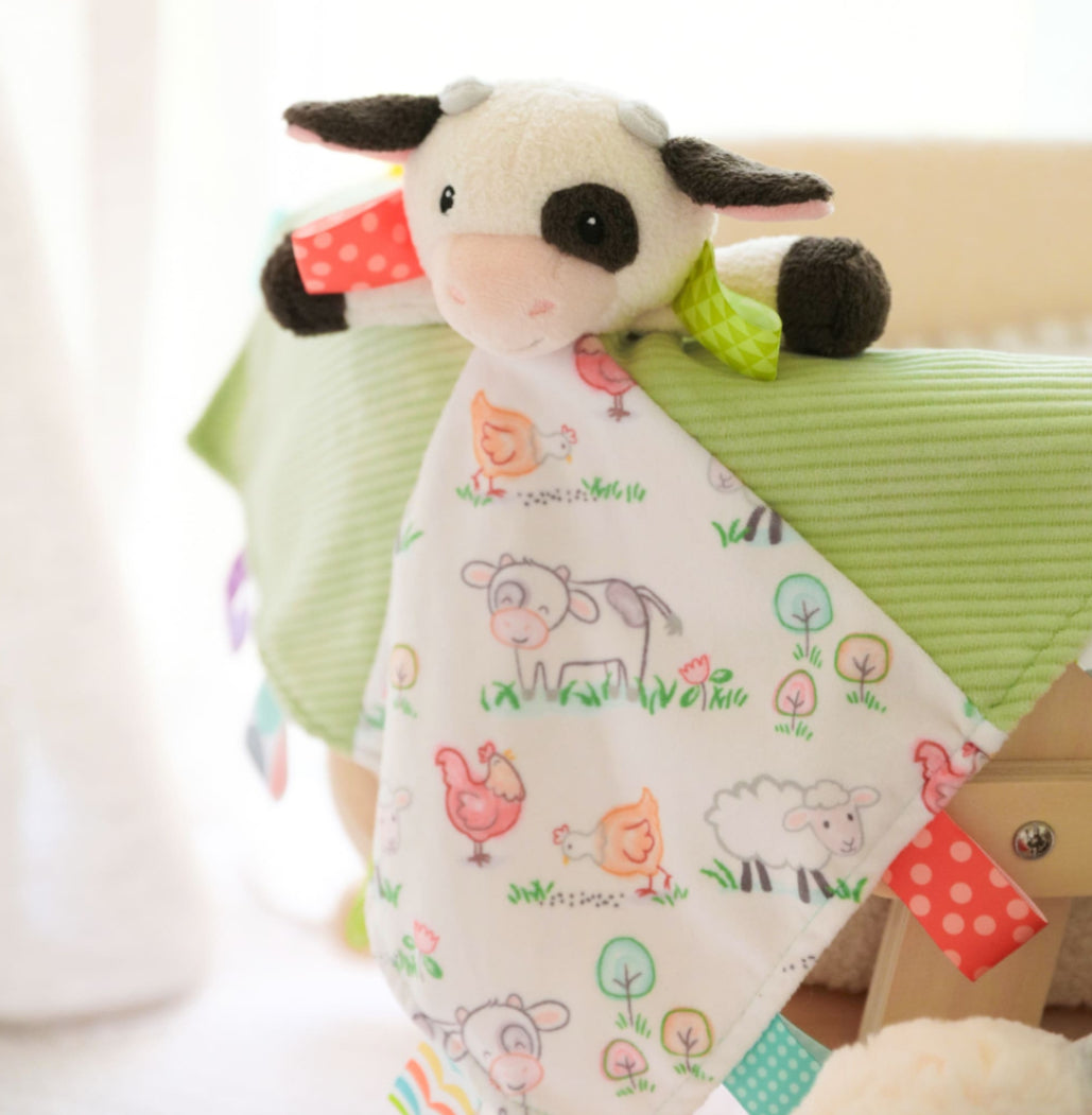 PLUSH MARY MEYER TAGGIES COW BLANKET