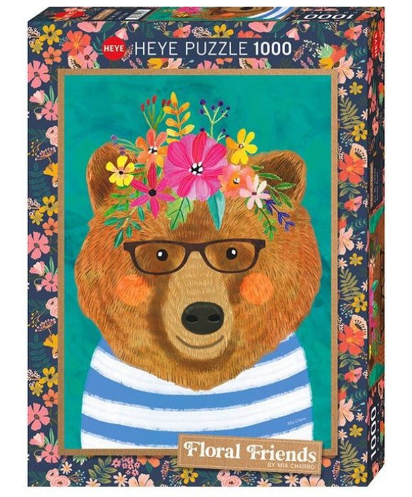 PUZZLE 1000PC FLORAL FRIENDS GENTLE BEAR