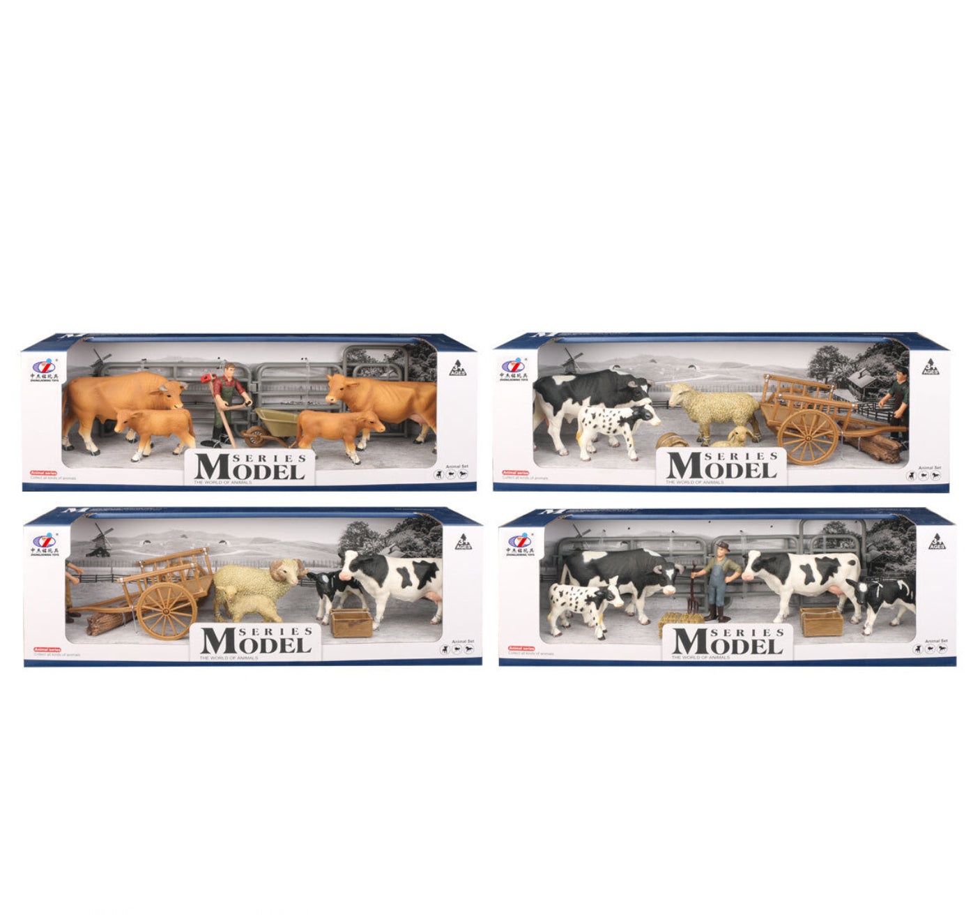 FARM ANIMALS 4 COWS & SHEEP W FIG & ACC