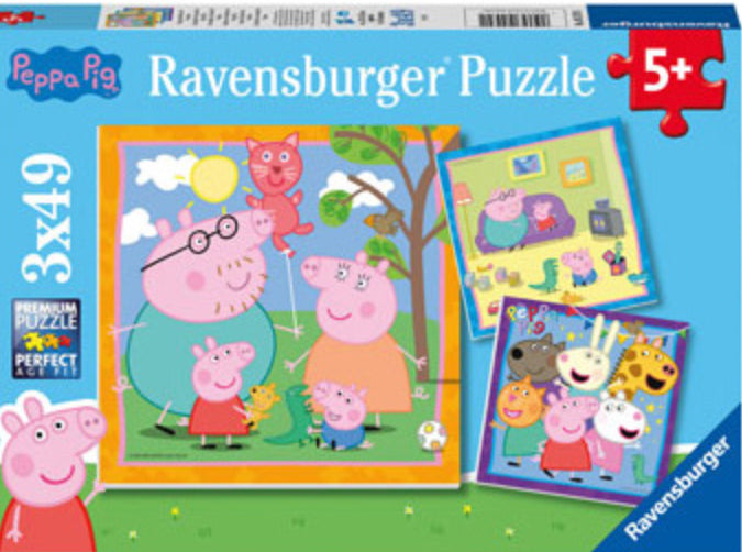PUZZLE 3X49PC PEPPA PIG FAMILY & FRIENDS