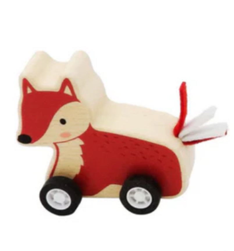 WOODEN PULL BACK JUNGLE ANIMAL