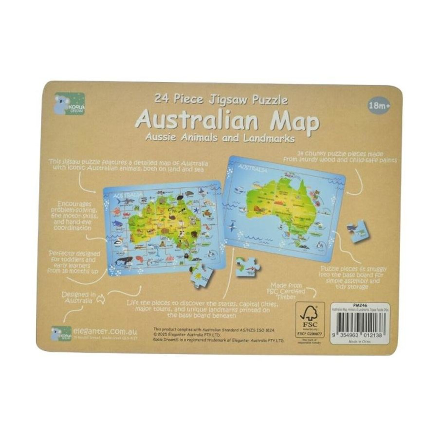 PUZZLE 24PC AUS MAP ANIMALS & LANDMARKS