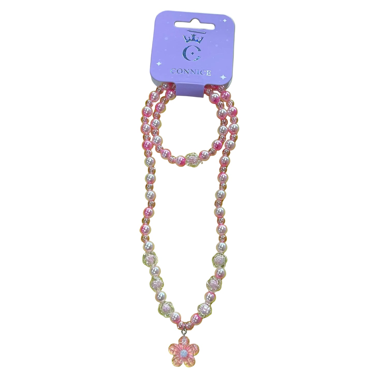 C/NICE HC12861 PINK FLOWER JEWEL SET