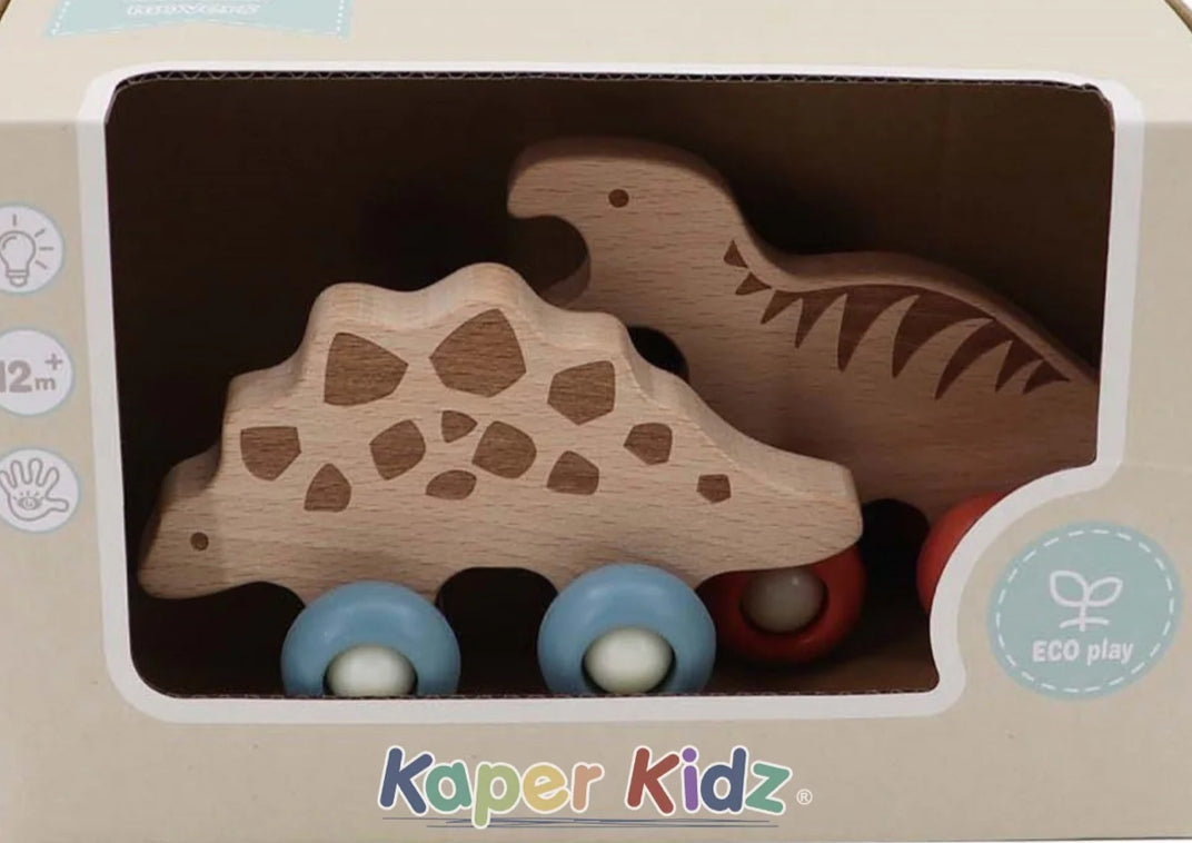 WOODEN ECOWHEELS DINO MOVERS A