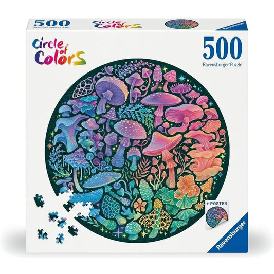 PUZZLE 500PC CIRCLE OF COLOR MUSHROOMS