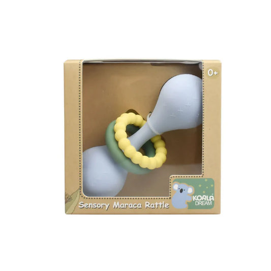 SILICONE SENSORY MARACA RATTLE BLUE