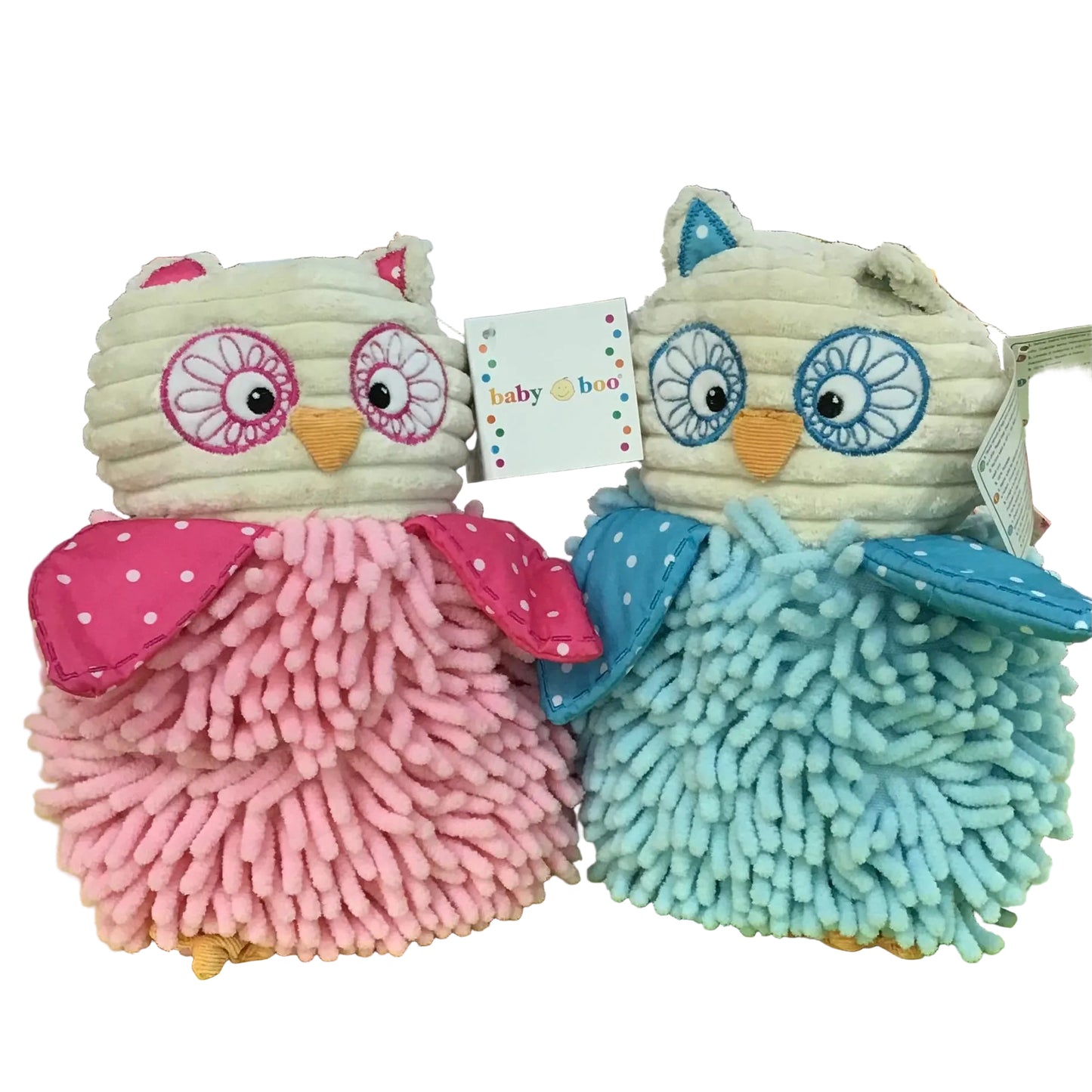 BABY BOO OWL WITH RATTLE PINK OR BLUE