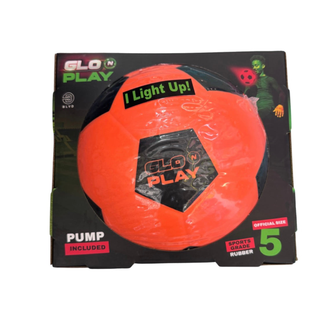 GLO PLAY LED RUBBER SOCCER BALL S5 ORANG