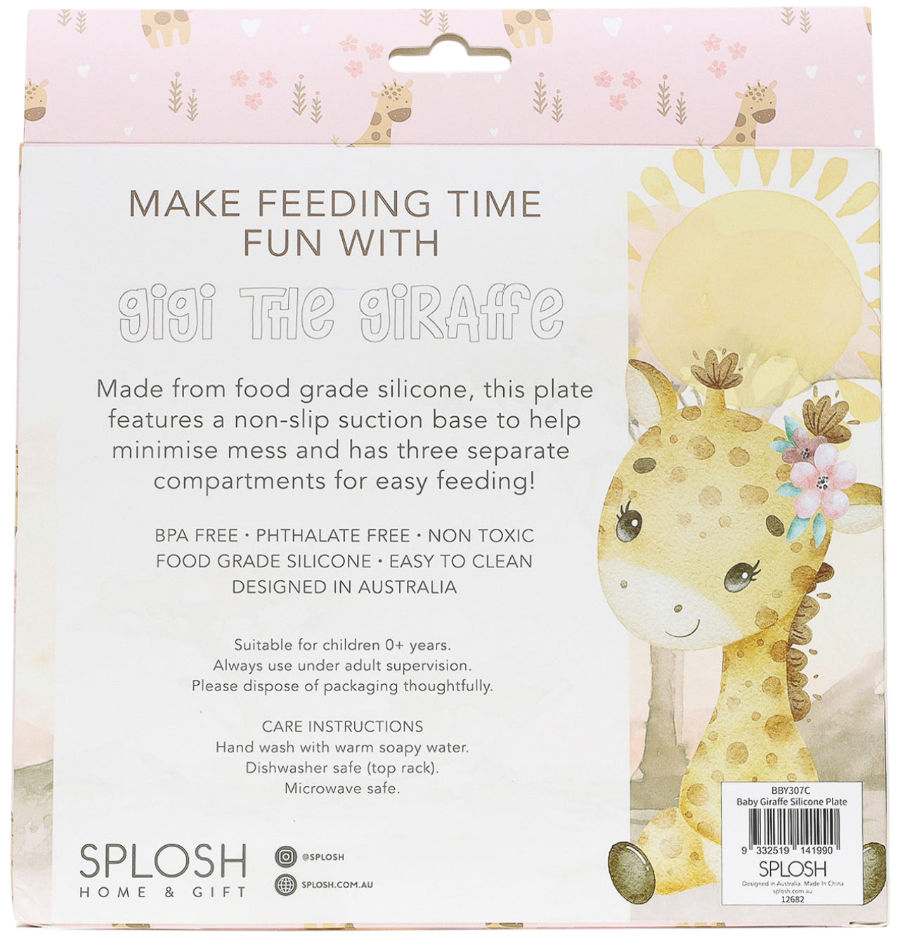SPLOSH BABY GIRAFFE SILICONE PLATE