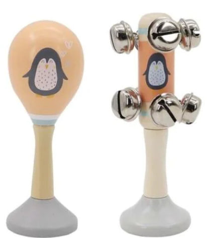 WOODEN BREEZY SEA 2PC MUSICAL SET PENGUI