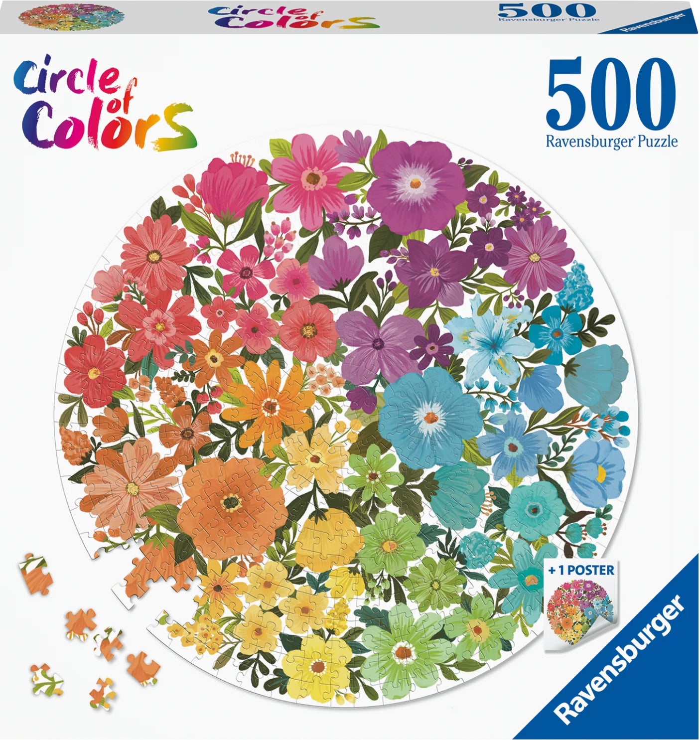 PUZZLE 500PC CIRCLE OF COLOR FLOWERS