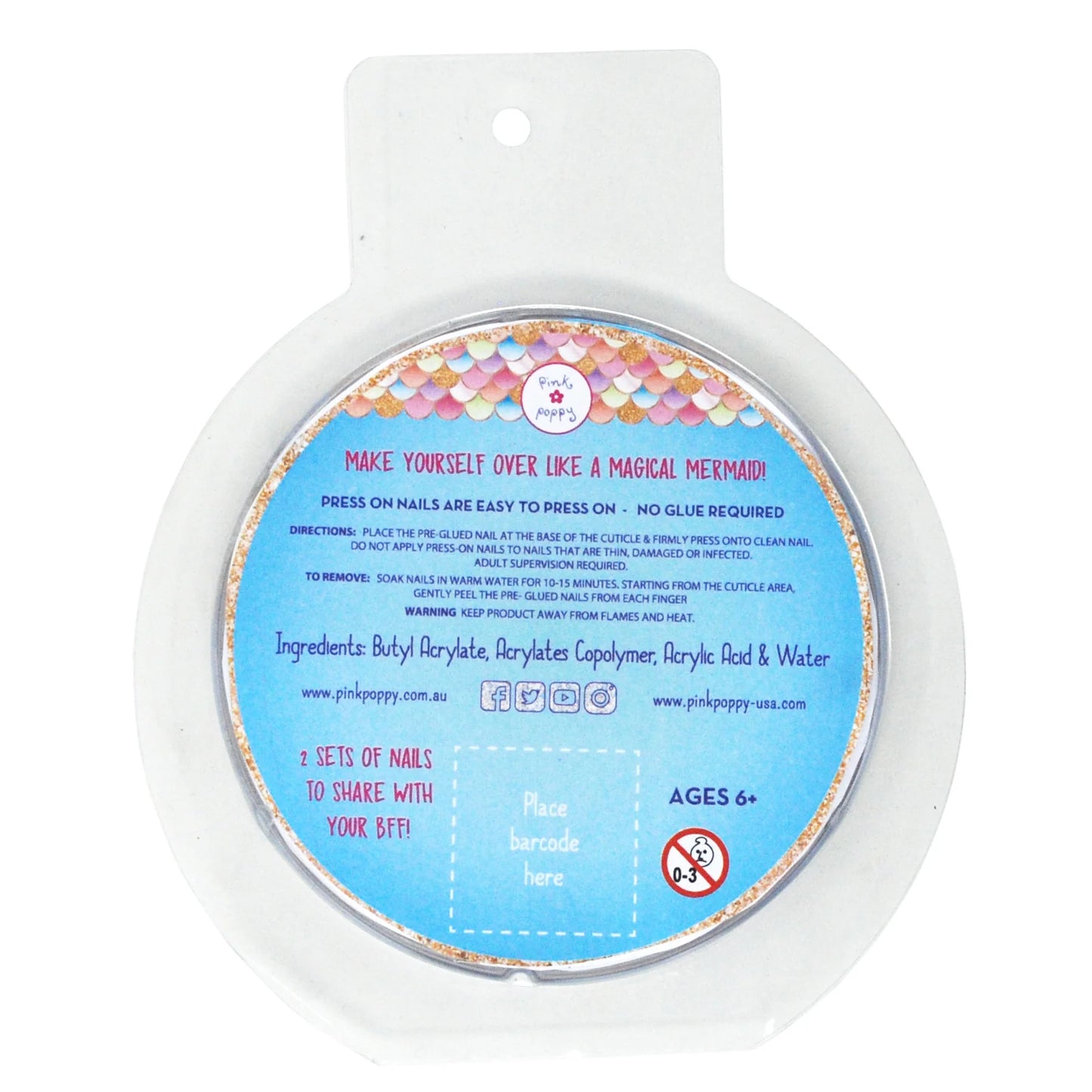 P/Pop Press On Nails Rainbow Mermaid