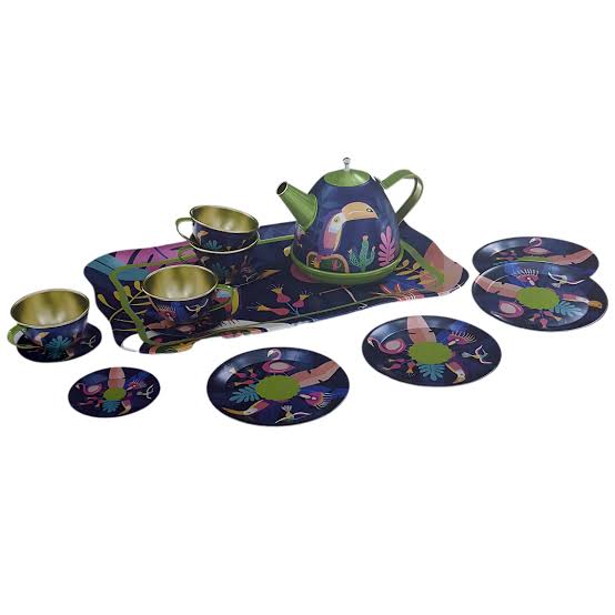 TIN TEA SET TOUCANS
