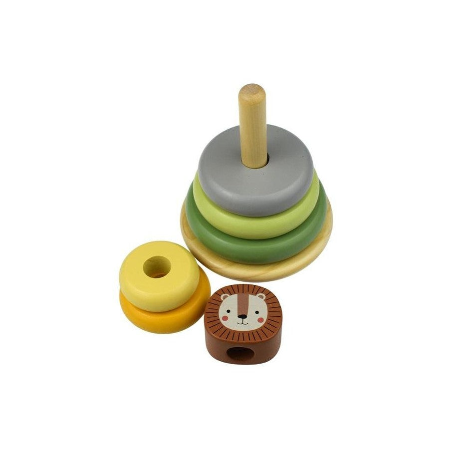 WOODEN FOREST FRIEND LION STACKING TOWER