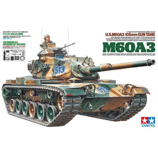 TAMIYA 1:35 US M60A3 105MM GUN TANK