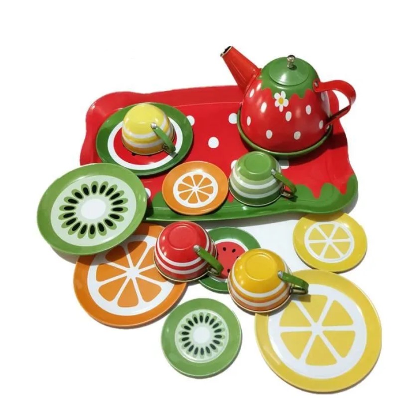 METAL TEA SET 14PC AST