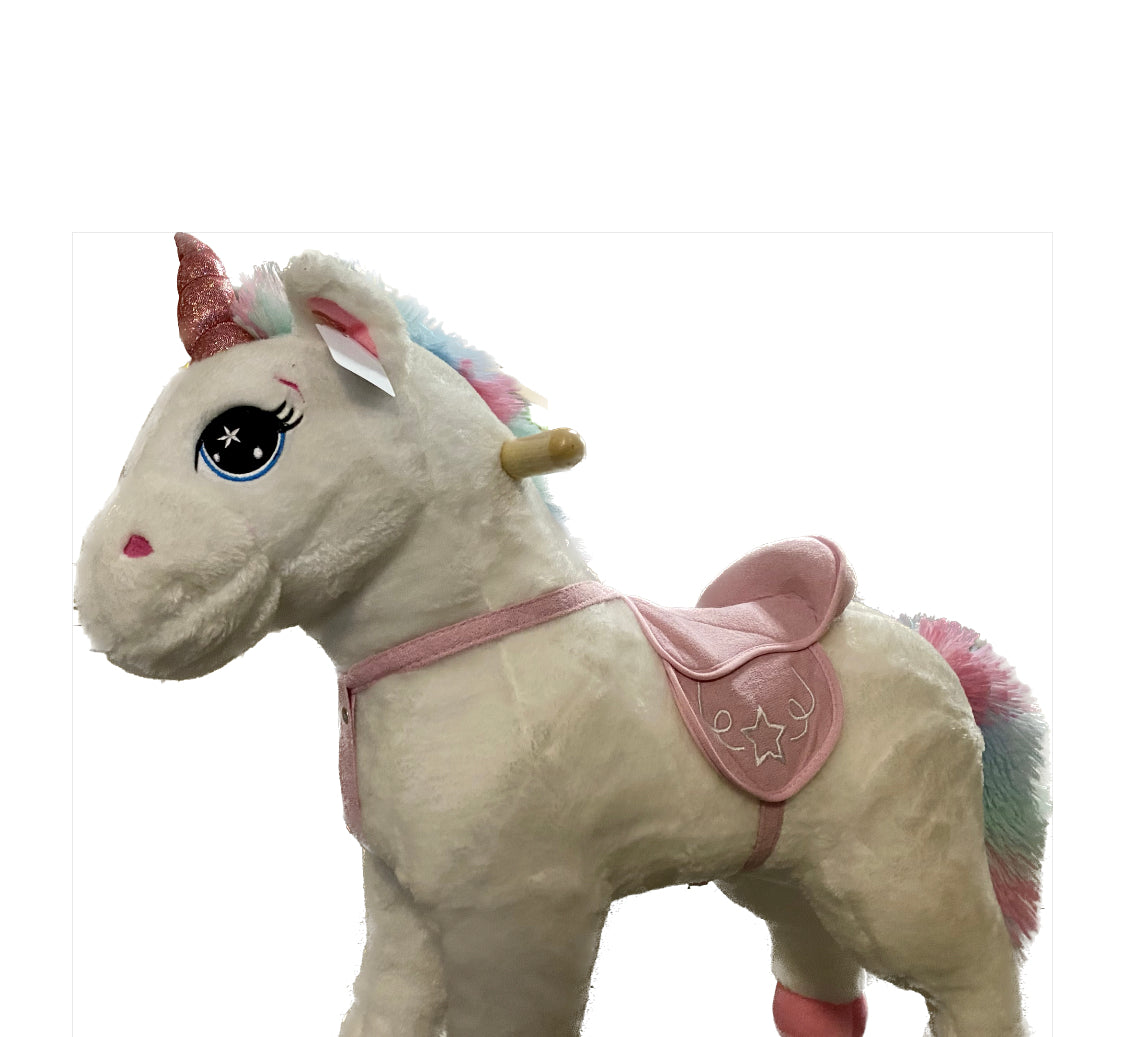 Rocking White Unicorn W Rainbow Mane