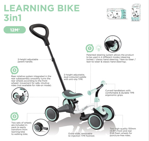 Globber Learning Bike 3In1 White/P Blue