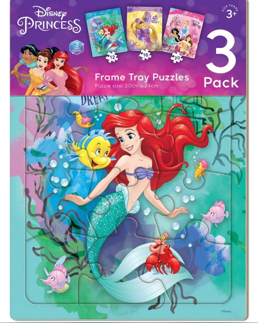 PUZZLE FRAME TRAY PRINCESS 3 PUZZLE PACK