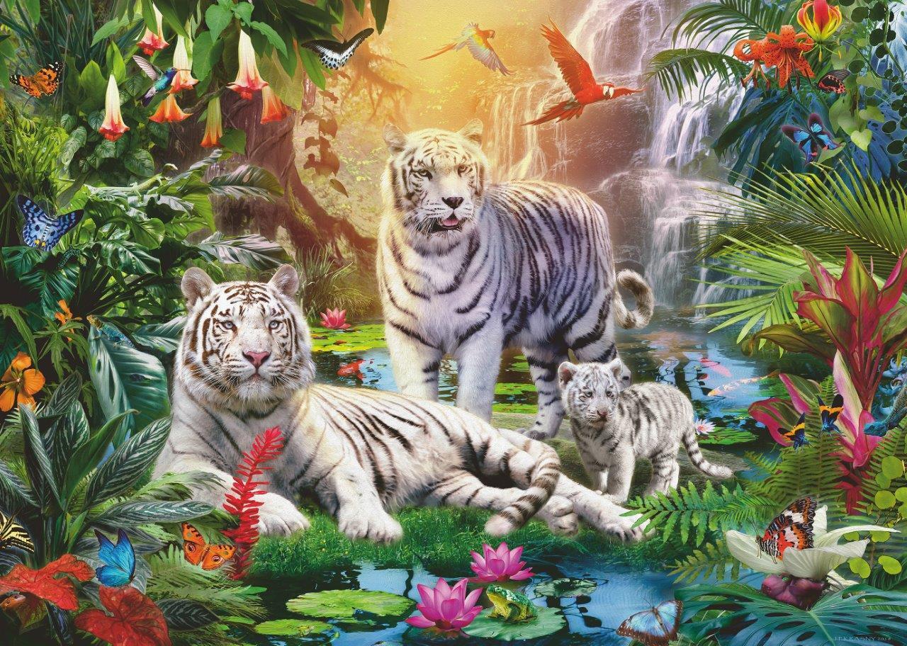 Puzzle 1000Pc White Tiger Family
