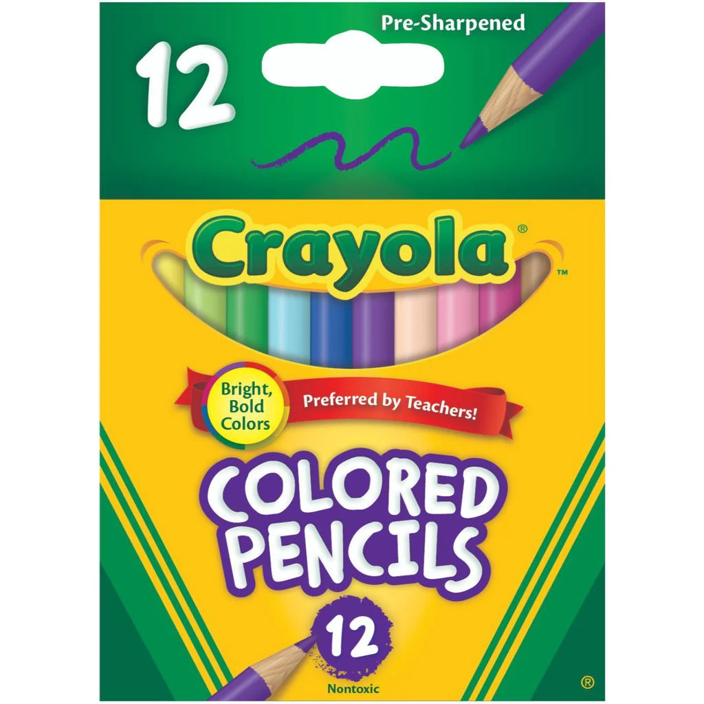 CRAYOLA PENCILS COLORED 12 PKT HALF