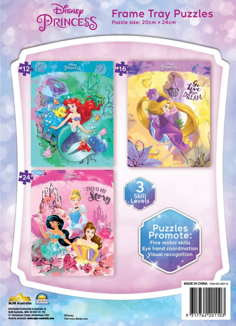 PUZZLE FRAME TRAY PRINCESS 3 PUZZLE PACK