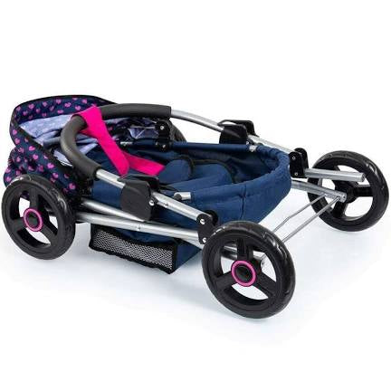 BAYER COSY DOLL PRAM D BLUE W PINK HEART