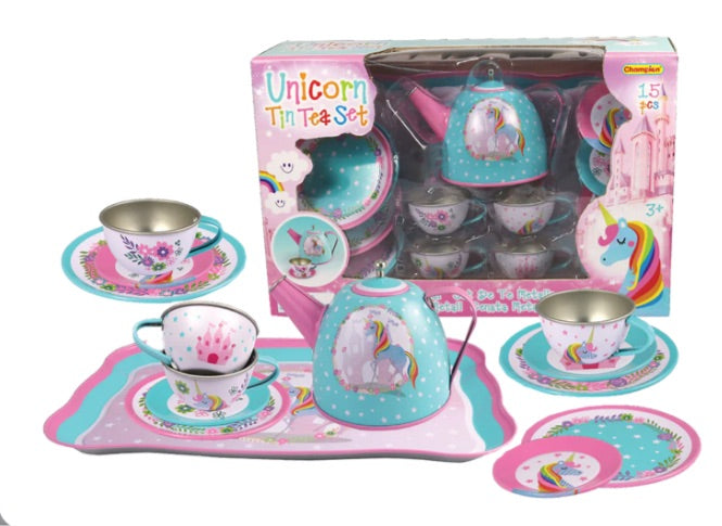 Tin Tea Set 15 Pc Unicorn