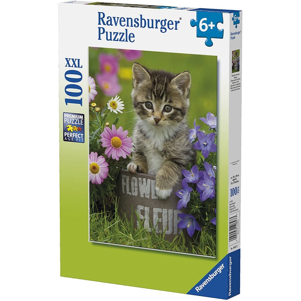 Puzzle 100Pc Kitten Among The Flowers