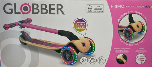 Globber Scooter Primo Wood W/Lights Pink