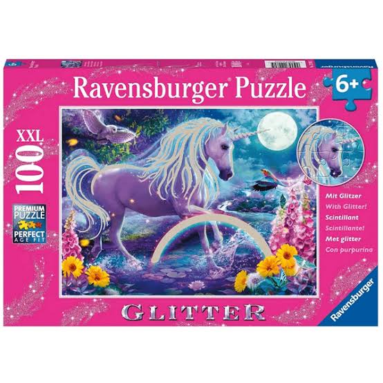 PUZZLE 100PC GLITTER UNICORN