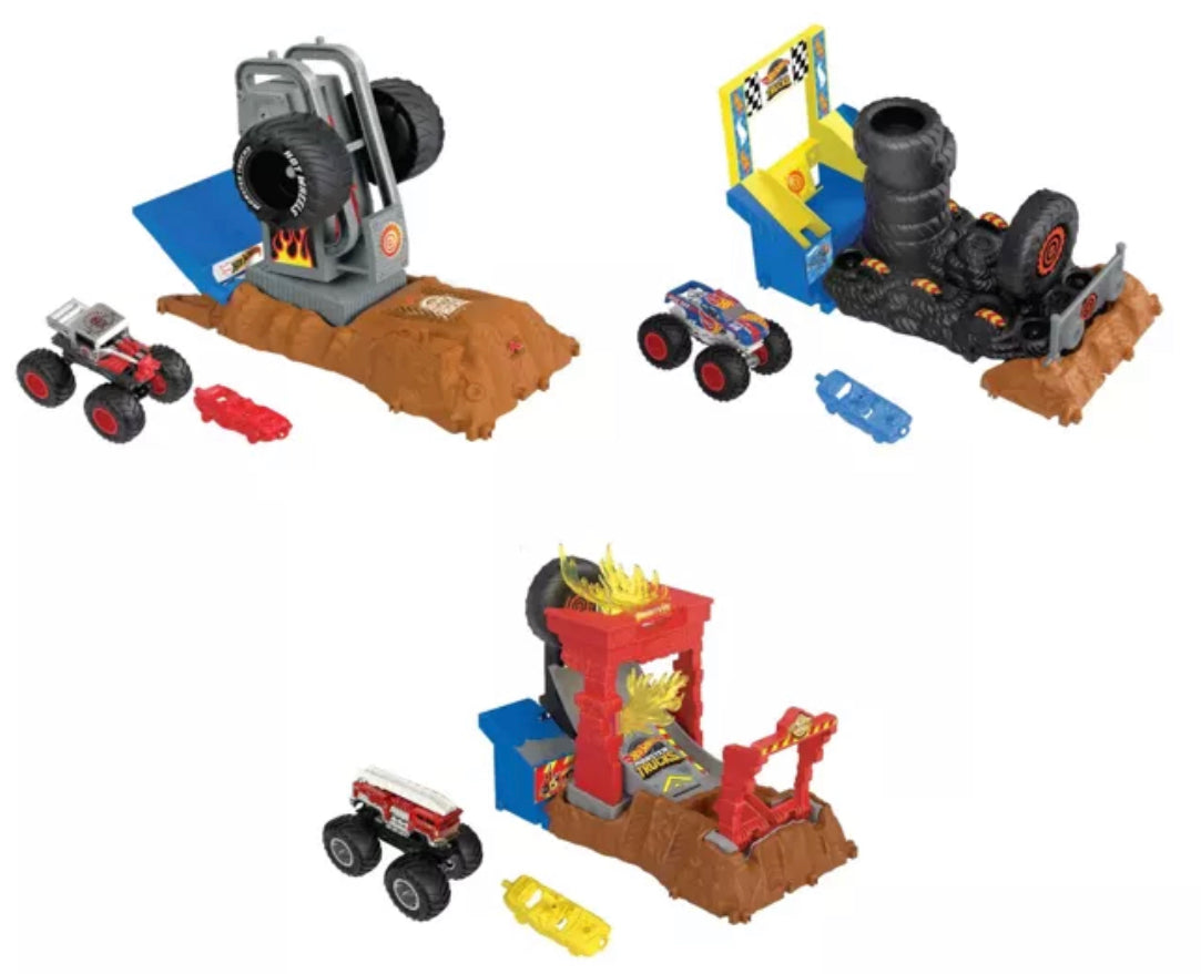 H/W Monster Trucks Sop Playset Ast