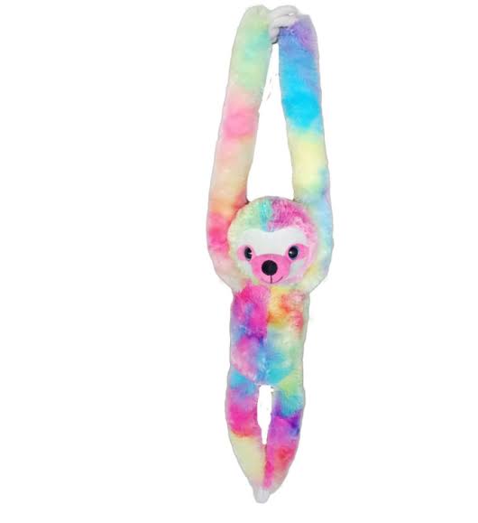 PLUSH COTTON CANDY HANGING SLOTH ASTD
