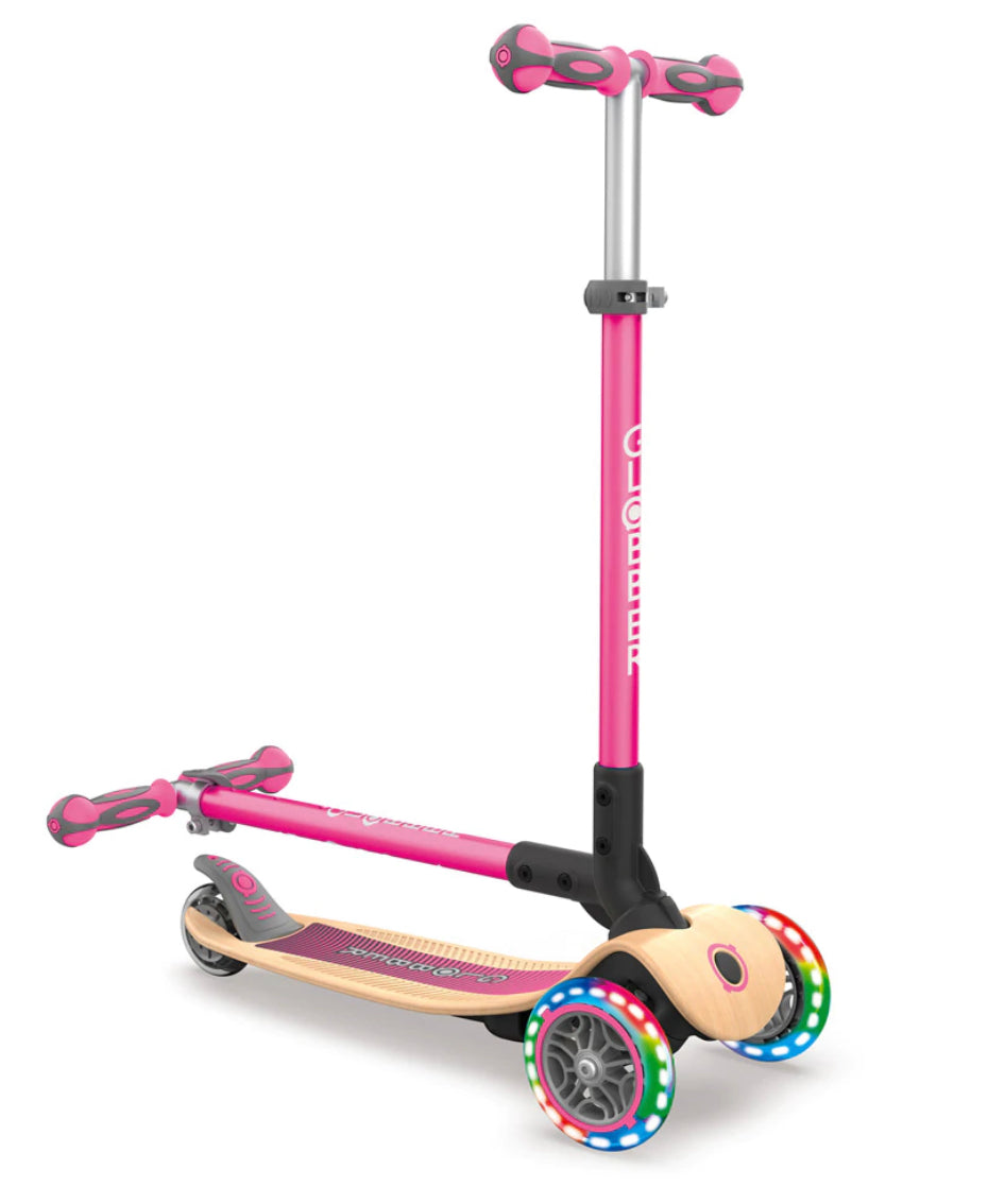 Globber Scooter Primo Wood W/Lights Pink