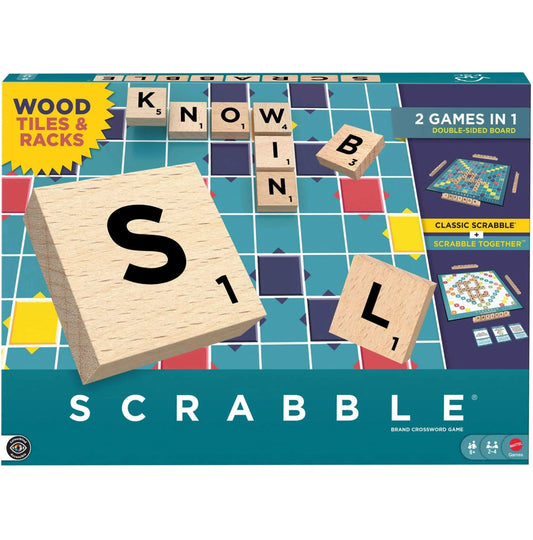GAME SCRABBLE WOOD TILES & RACK