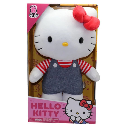 HELLO KITTY MED PLUSH RED BOW/OVERALLS