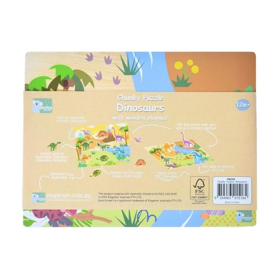 PUZZLE WOODEN CHUNKY DINOSAURS